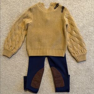 Janie and Jack Cozy Knit Sweater and Navy Leggings Set